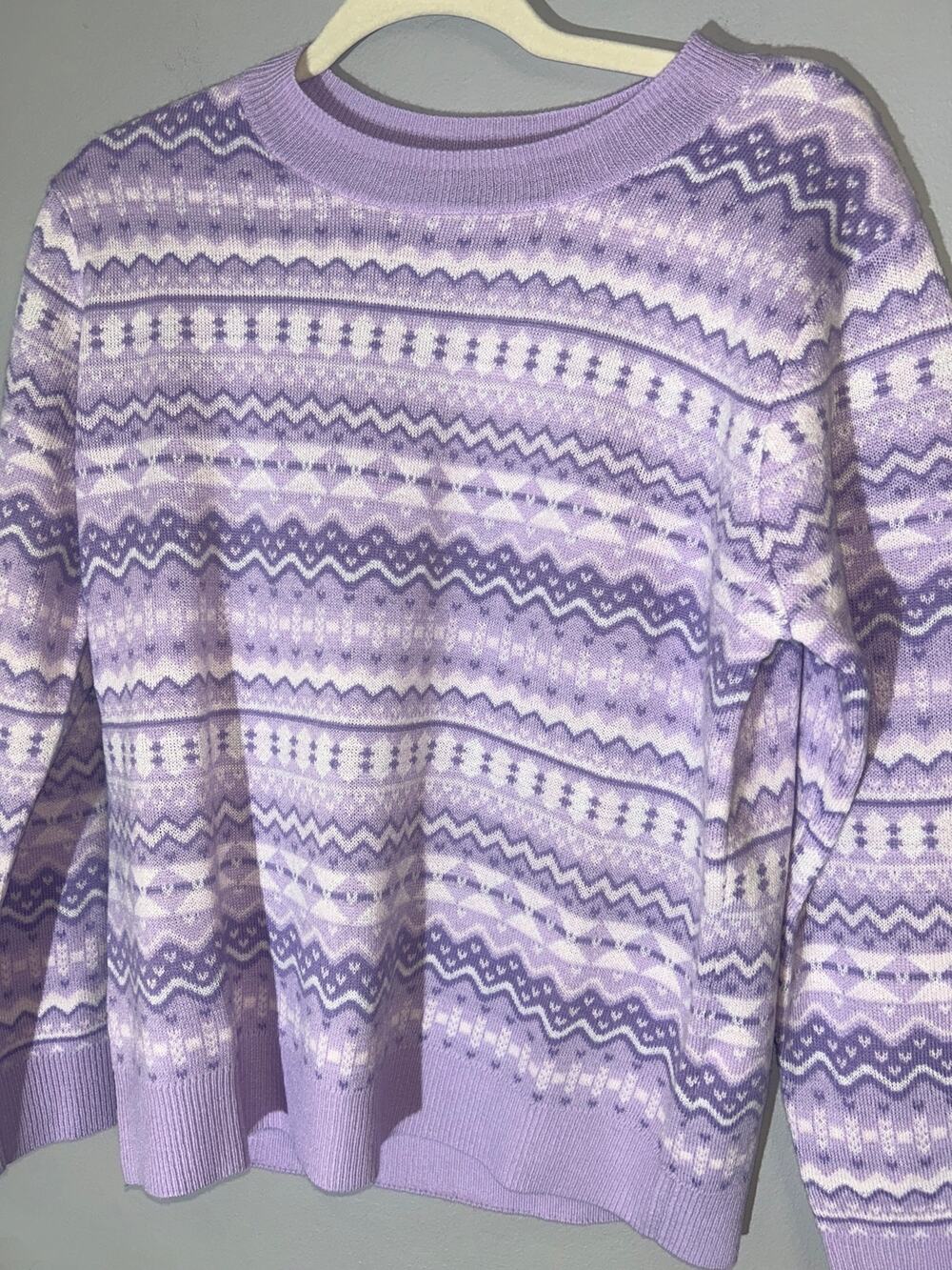 Purple Fair Isle Heritage Sweater M Nordic Scandi Lodgecore Ski cabin Cozy Knit